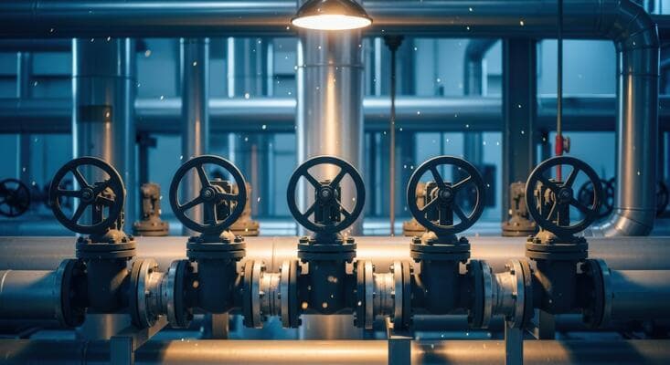 A variety of industrial pipeline and control valves.